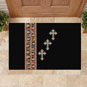 Ethiopia Angels Tilet With Cross Rubber Doormat Black Color