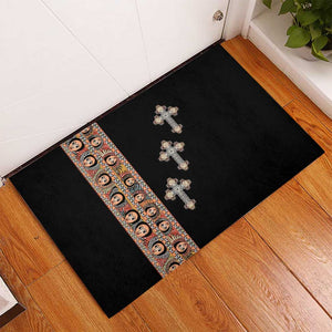 Ethiopia Angels Tilet With Cross Rubber Doormat Black Color