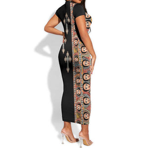 Ethiopia Angels Tilet With Cross Short Sleeve Bodycon Dress Black Color LT15