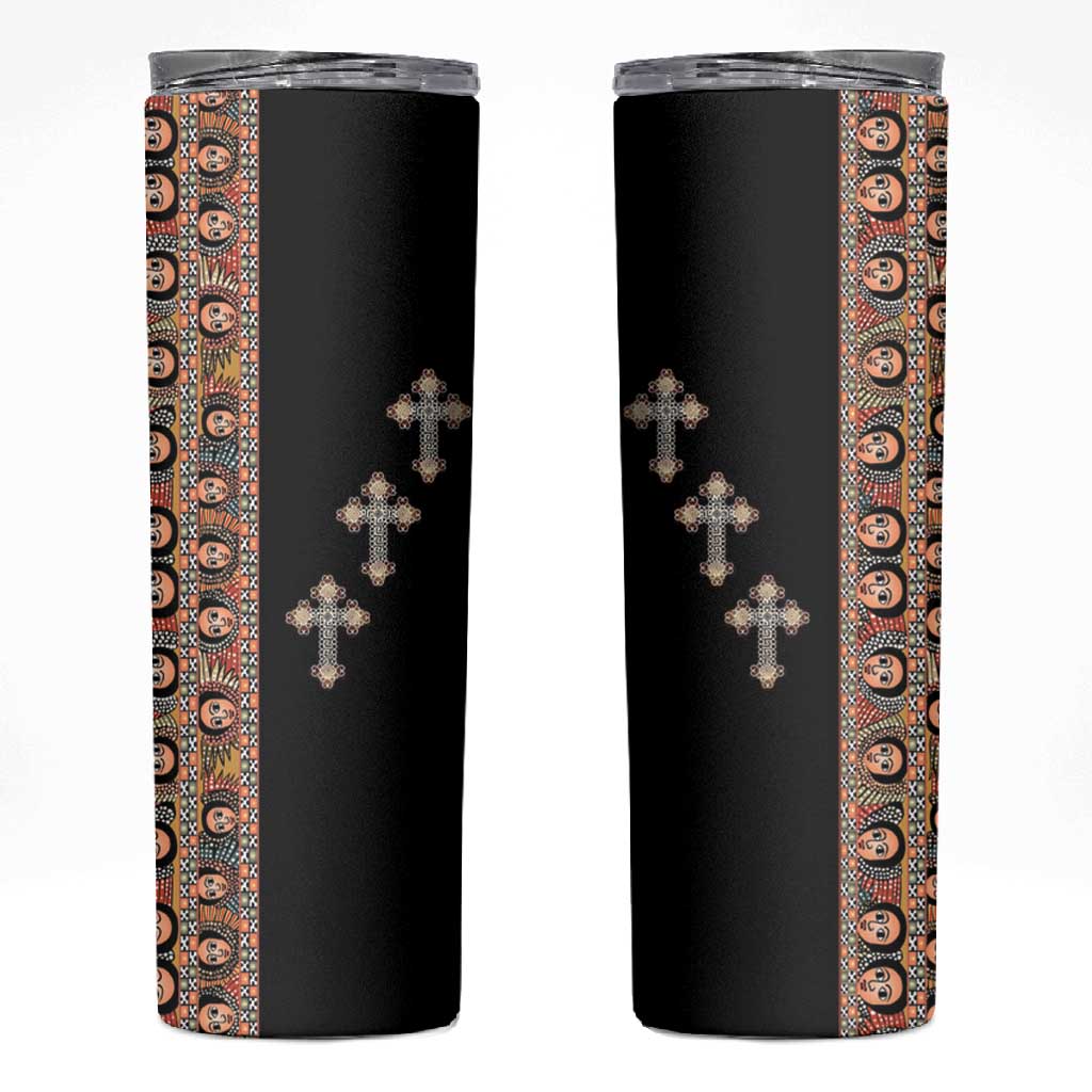 Ethiopia Angels Tilet With Cross Skinny Tumbler Black Color