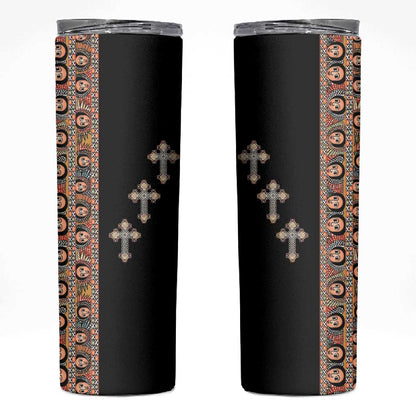 Ethiopia Angels Tilet With Cross Skinny Tumbler Black Color