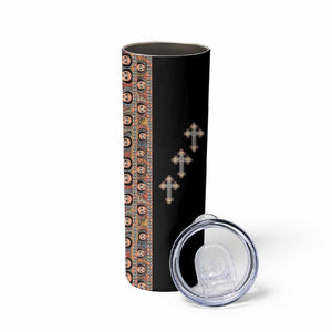 Ethiopia Angels Tilet With Cross Skinny Tumbler Black Color