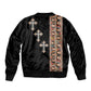 Ethiopia Angels Tilet With Cross Sleeve Zip Bomber Jacket Black Color