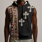 Ethiopia Angels Tilet With Cross Sleeveless Hoodie Black Color - African Pride