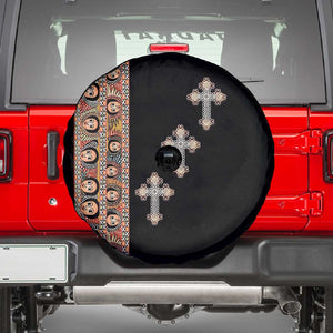 Ethiopia Angels Tilet With Cross Spare Tire Cover Black Color