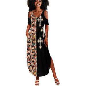 Ethiopia Angels Tilet With Cross Summer Maxi Dress Black Color