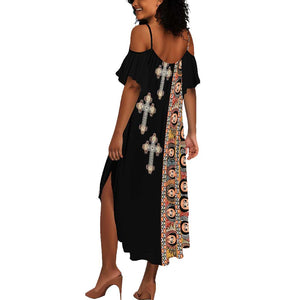 Ethiopia Angels Tilet With Cross Summer Maxi Dress Black Color