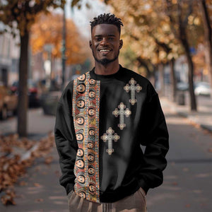 Ethiopia Angels Tilet With Cross Sweatshirt Black Color