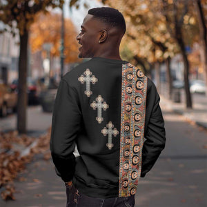 Ethiopia Angels Tilet With Cross Sweatshirt Black Color