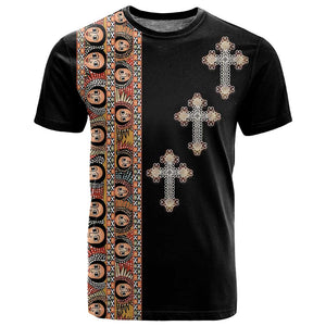 Ethiopia Angels Tilet With Cross T shirt Black Color