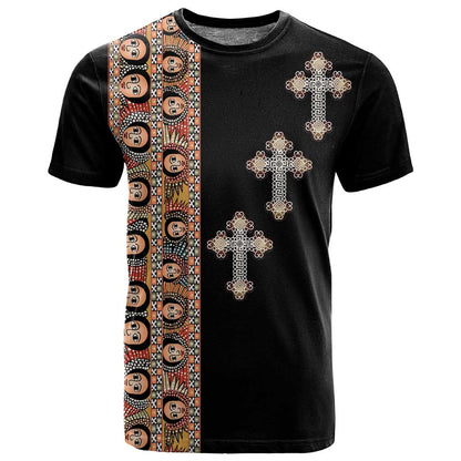 Ethiopia Angels Tilet With Cross T shirt Black Color