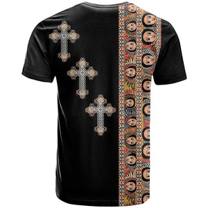 Ethiopia Angels Tilet With Cross T shirt Black Color