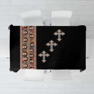 Ethiopia Angels Tilet With Cross Tablecloth Black Color