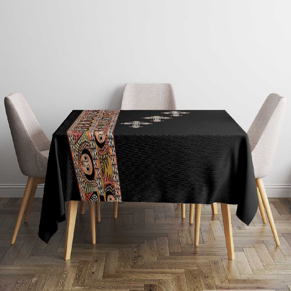 Ethiopia Angels Tilet With Cross Tablecloth Black Color