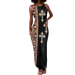 Ethiopia Angels Tilet With Cross Tank Maxi Dress Black Color