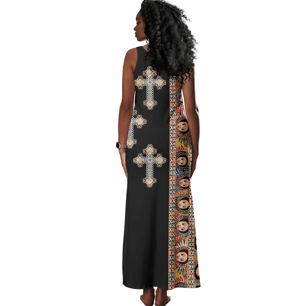 Ethiopia Angels Tilet With Cross Tank Maxi Dress Black Color