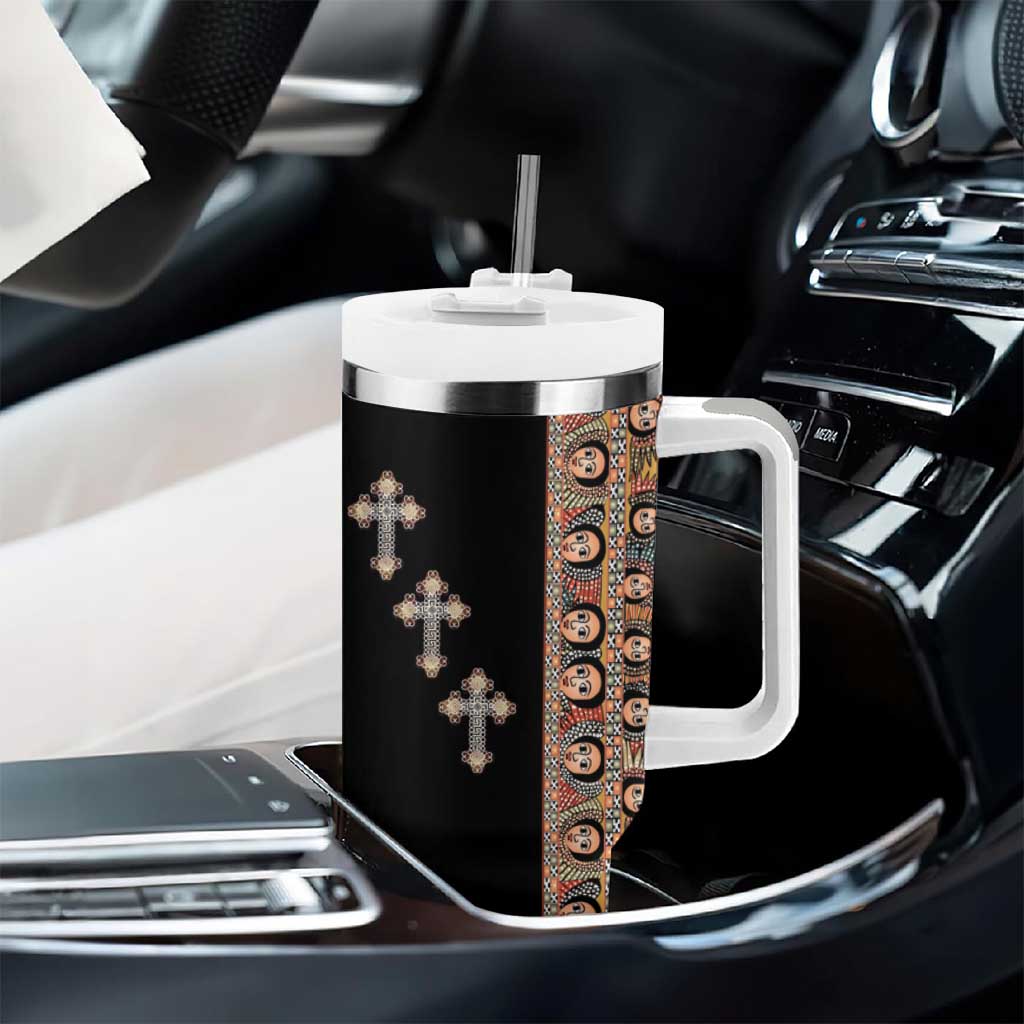 Ethiopia Angels Tilet With Cross Tumbler With Handle Black Color