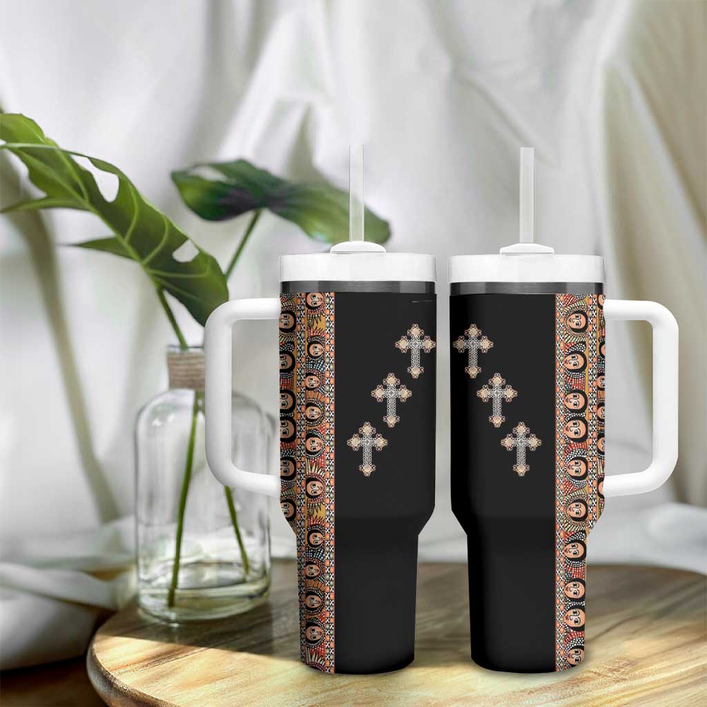 Ethiopia Angels Tilet With Cross Tumbler With Handle Black Color
