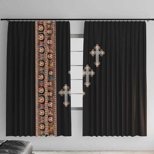 Ethiopia Angels Tilet With Cross Window Curtain Black Color