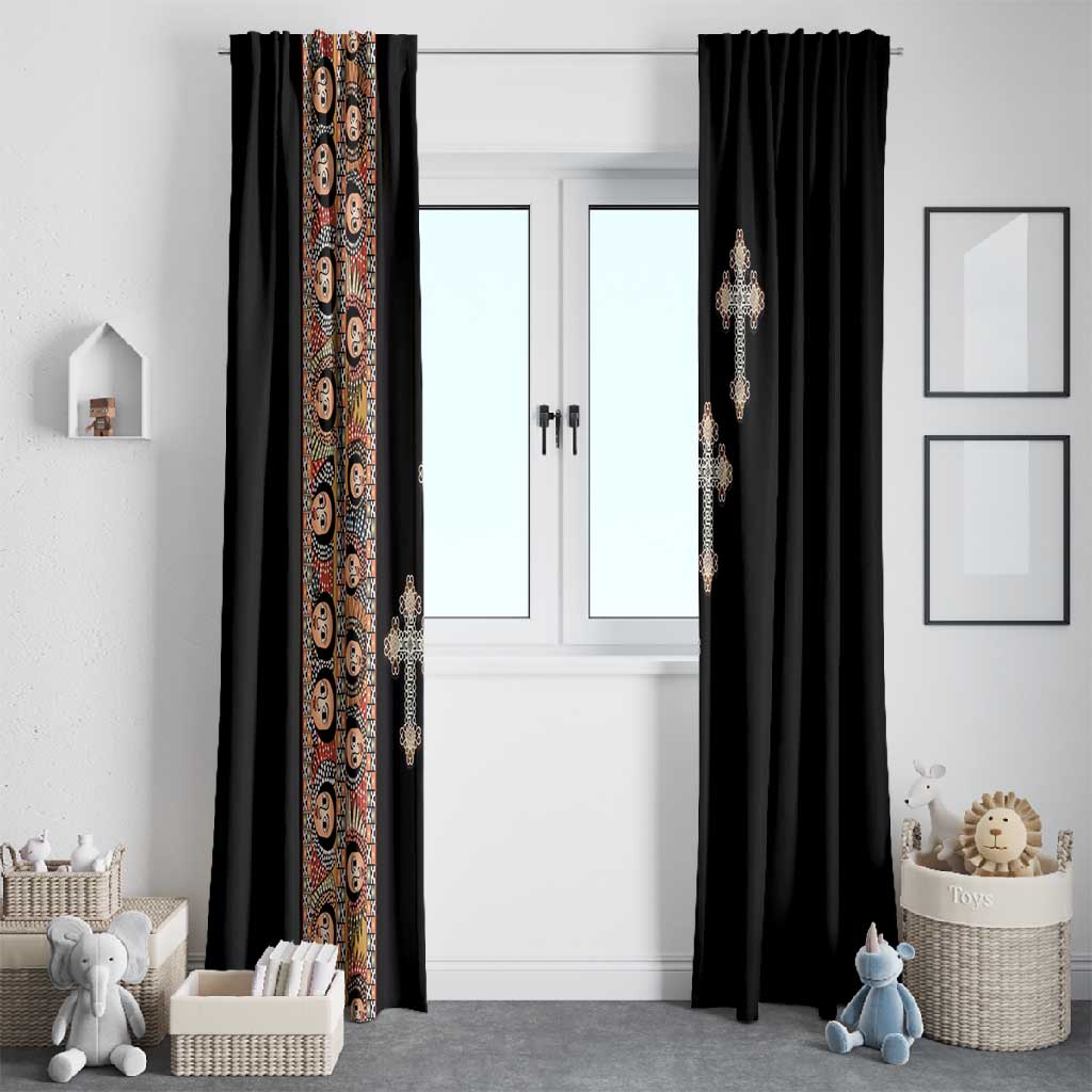 Ethiopia Angels Tilet With Cross Window Curtain Black Color