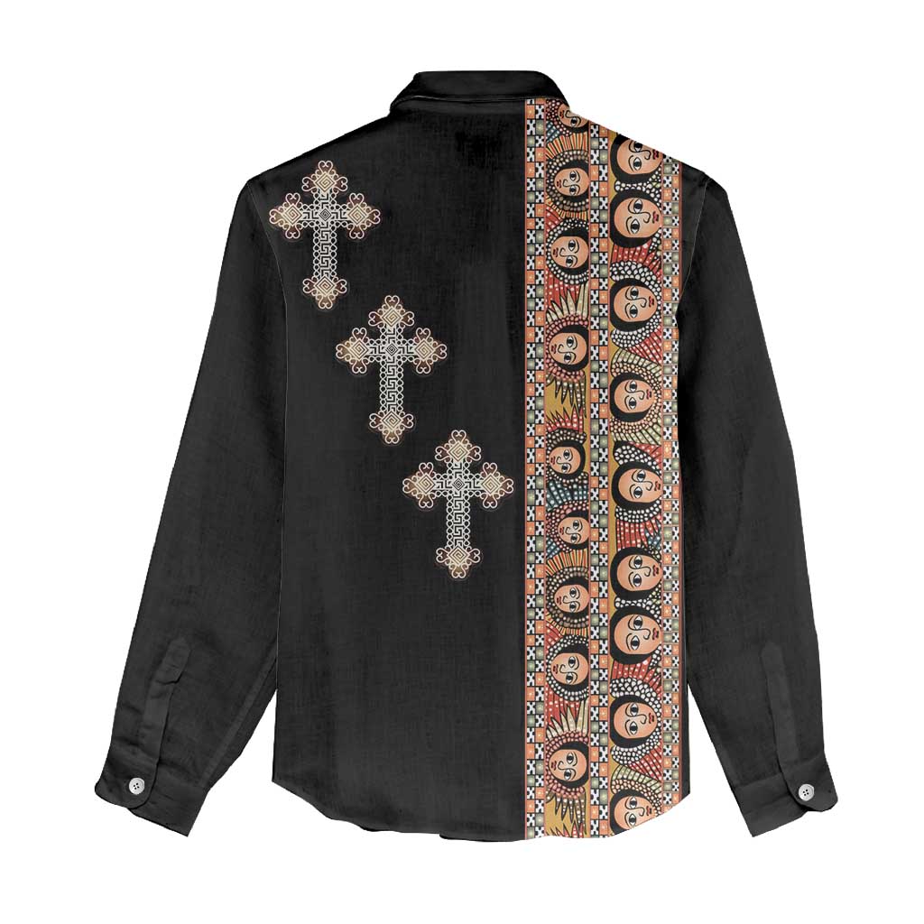 Ethiopia Angels Tilet With Cross Women Casual Shirt Black Color