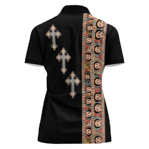 Ethiopia Angels Tilet With Cross Women Polo Shirt Black Color