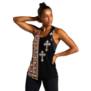 Ethiopia Angels Tilet With Cross Women Racerback Tank Black Color