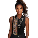 Ethiopia Angels Tilet With Cross Women Sleeveless Polo Shirt Black Color