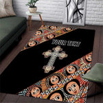 Personalized Ethiopia Area Rug Ethiopian Orthodox Church Angel Black Color