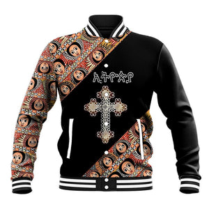 Personalized Ethiopia Baseball Jacket Ethiopian Orthodox Church Angel Black Color