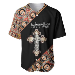 Personalized Ethiopia Baseball Jersey Ethiopian Orthodox Church Angel Black Color