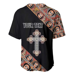 Personalized Ethiopia Baseball Jersey Ethiopian Orthodox Church Angel Black Color