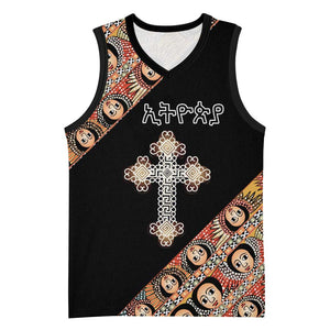 Personalized Ethiopia Basketball Jersey Ethiopian Orthodox Church Angel Black Color - African Pride