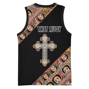 Personalized Ethiopia Basketball Jersey Ethiopian Orthodox Church Angel Black Color - African Pride