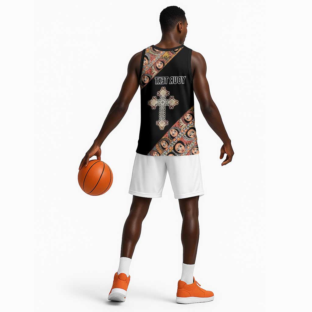 Personalized Ethiopia Basketball Jersey Ethiopian Orthodox Church Angel Black Color - African Pride