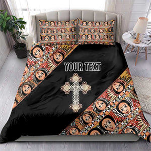 Personalized Ethiopia Bedding Set Ethiopian Orthodox Church Angel Black Color