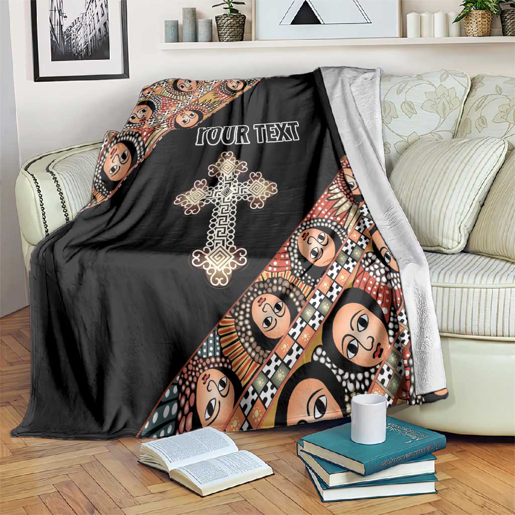 Personalized Ethiopia Blanket Ethiopian Orthodox Church Angel Black Color