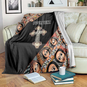 Personalized Ethiopia Blanket Ethiopian Orthodox Church Angel Black Color