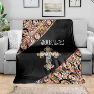 Personalized Ethiopia Blanket Ethiopian Orthodox Church Angel Black Color