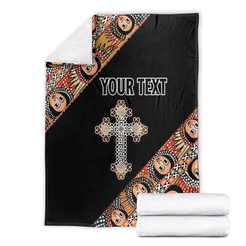 Personalized Ethiopia Blanket Ethiopian Orthodox Church Angel Black Color