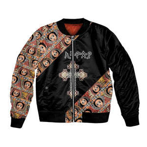 Personalized Ethiopia Bomber Jacket Ethiopian Orthodox Church Angel Black Color