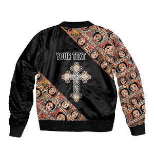 Personalized Ethiopia Bomber Jacket Ethiopian Orthodox Church Angel Black Color