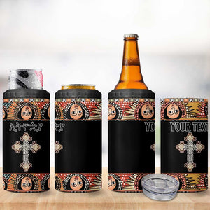 Personalized Ethiopia 4 in 1 Can Cooler Tumbler Ethiopian Orthodox Church Angel Black Color