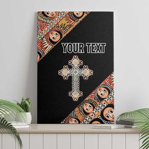 Personalized Ethiopia Canvas Wall Art Ethiopian Orthodox Church Angel Black Color