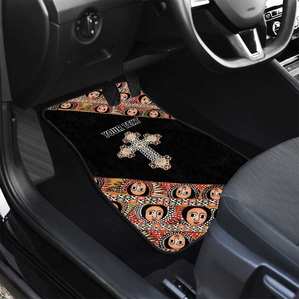 Personalized Ethiopia Car Mats Ethiopian Orthodox Church Angel Black Color