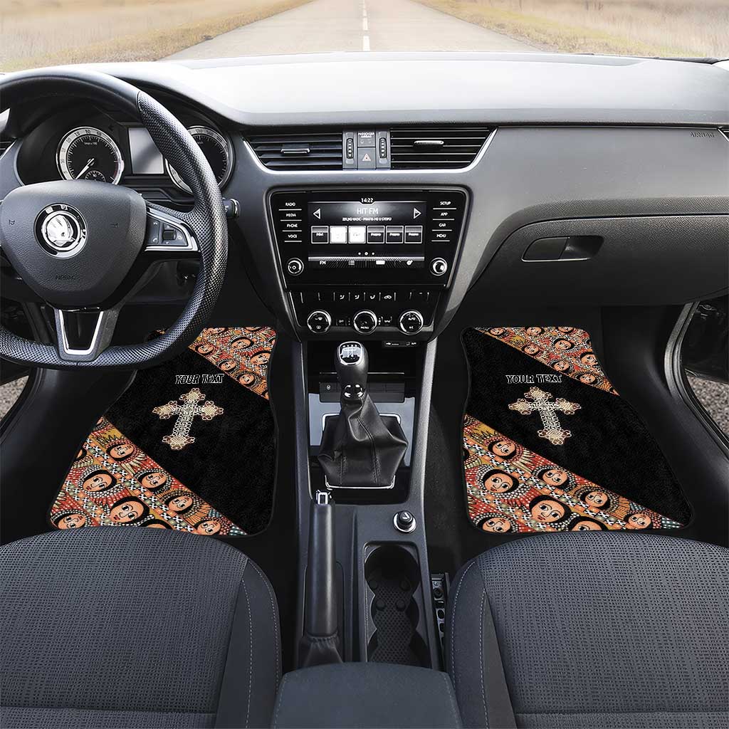 Personalized Ethiopia Car Mats Ethiopian Orthodox Church Angel Black Color