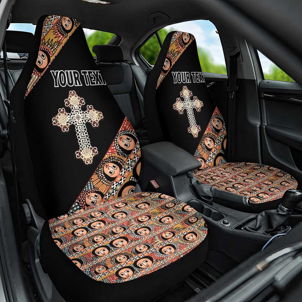 Personalized Ethiopia Car Seat Cover Ethiopian Orthodox Church Angel Black Color