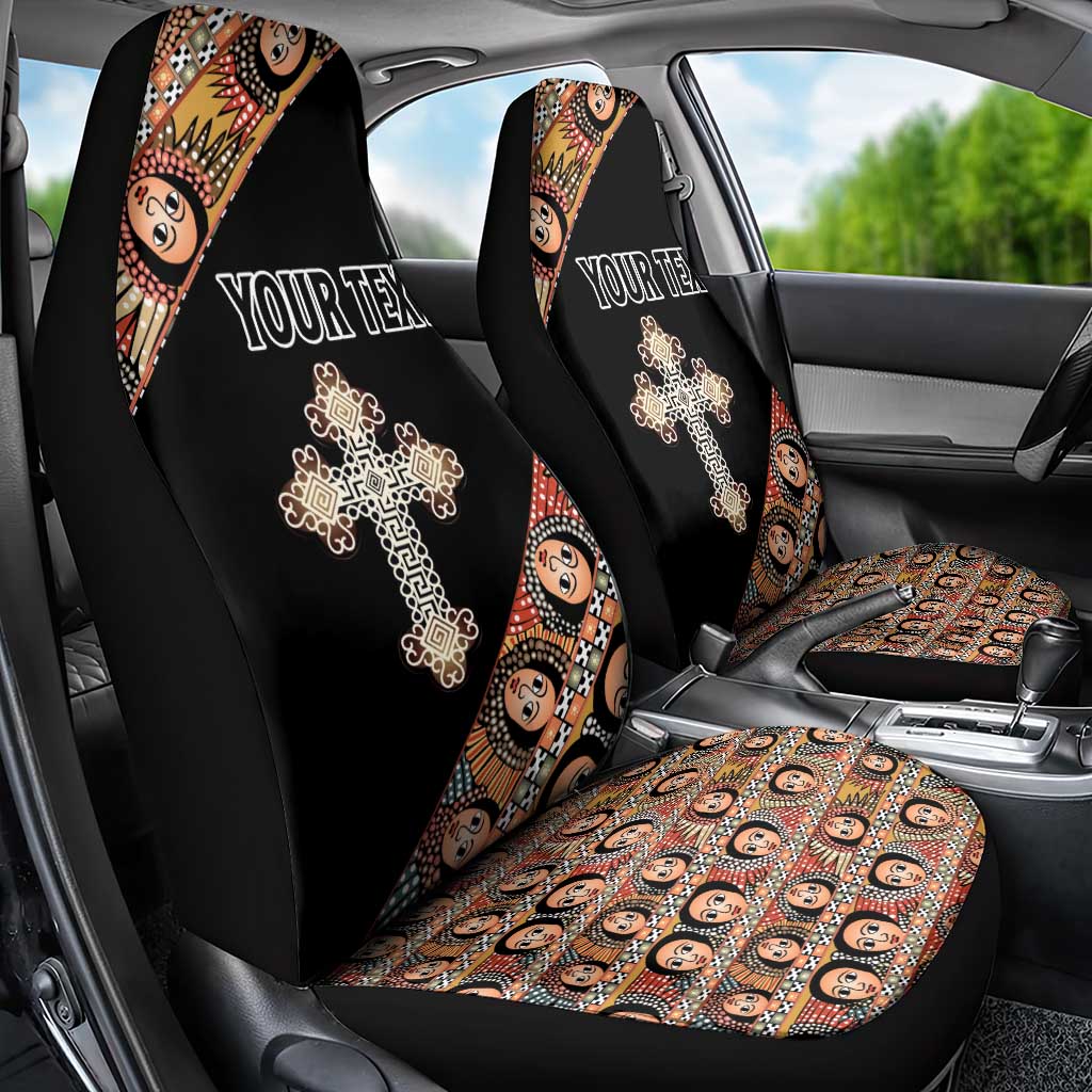 Personalized Ethiopia Car Seat Cover Ethiopian Orthodox Church Angel Black Color