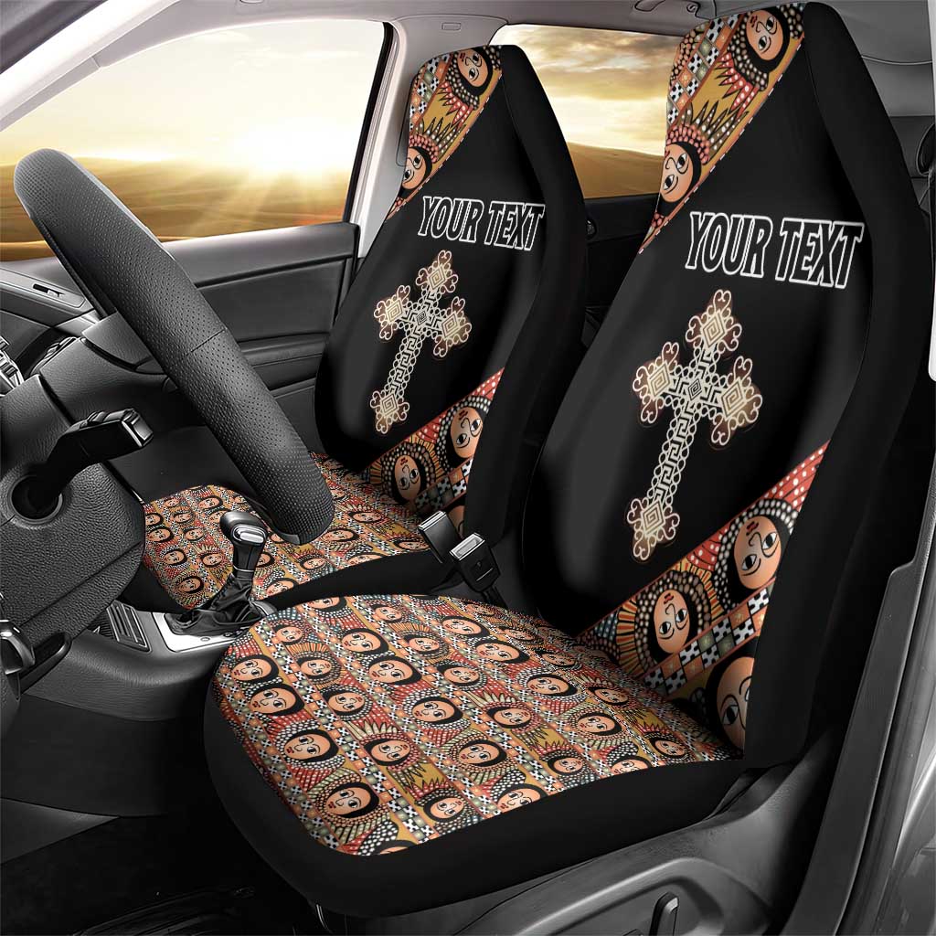 Personalized Ethiopia Car Seat Cover Ethiopian Orthodox Church Angel Black Color