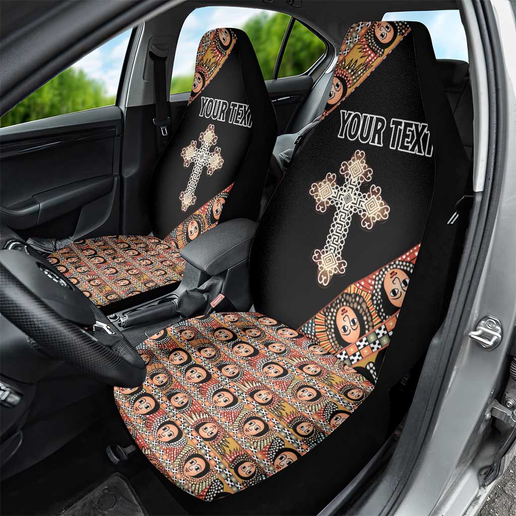 Personalized Ethiopia Car Seat Cover Ethiopian Orthodox Church Angel Black Color
